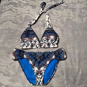 Lucky Brand Halter Bikini Top & Matching Hipster Bottoms